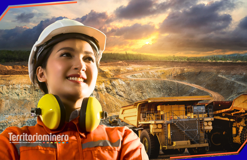 Más mujeres en minería: Chile alcanza récord mundial en participación femenina Operadora minera en terreno en Chile en contexto de aumento de empleo sectorial
