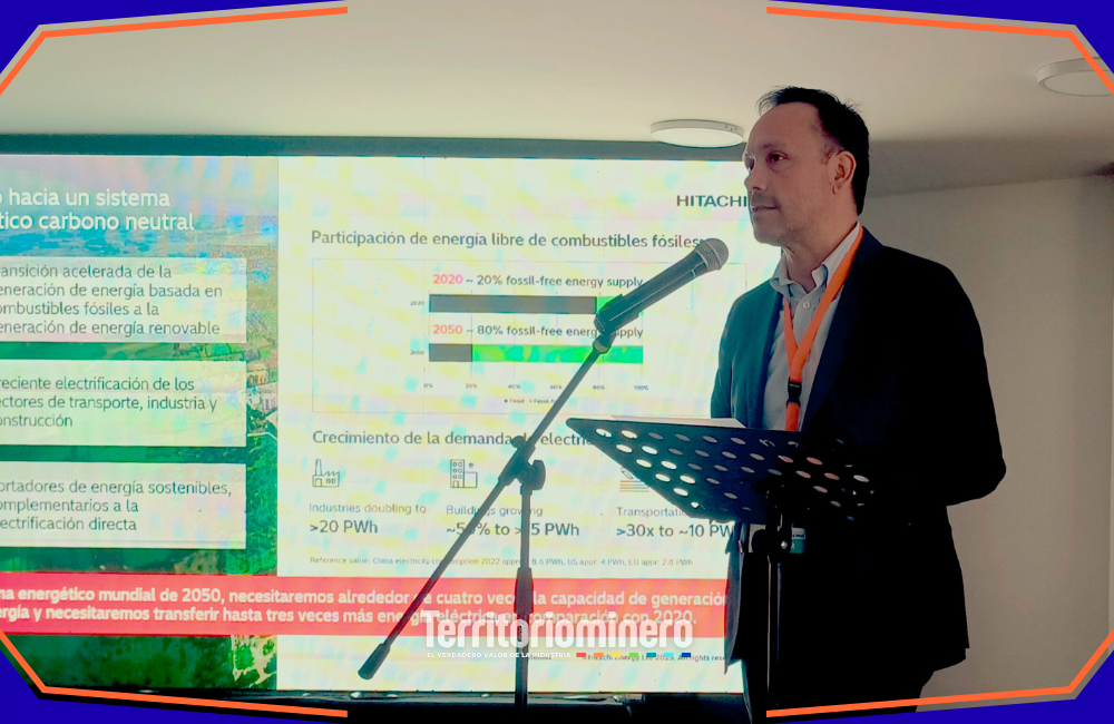 Hitachi Energy presenta soluciones para una minería eléctrica y digital en Calama Mauricio Mazuela, gerente general de Hitachi Energy Chile, presenta soluciones para electrificación y digitalización de la minería en Calama.