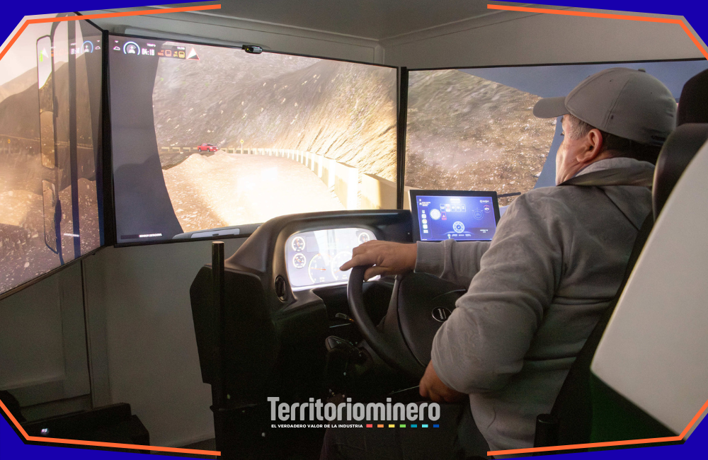Simulador de buses y camiones utilizado por conductores de El Teniente para entrenamiento en seguridad vial